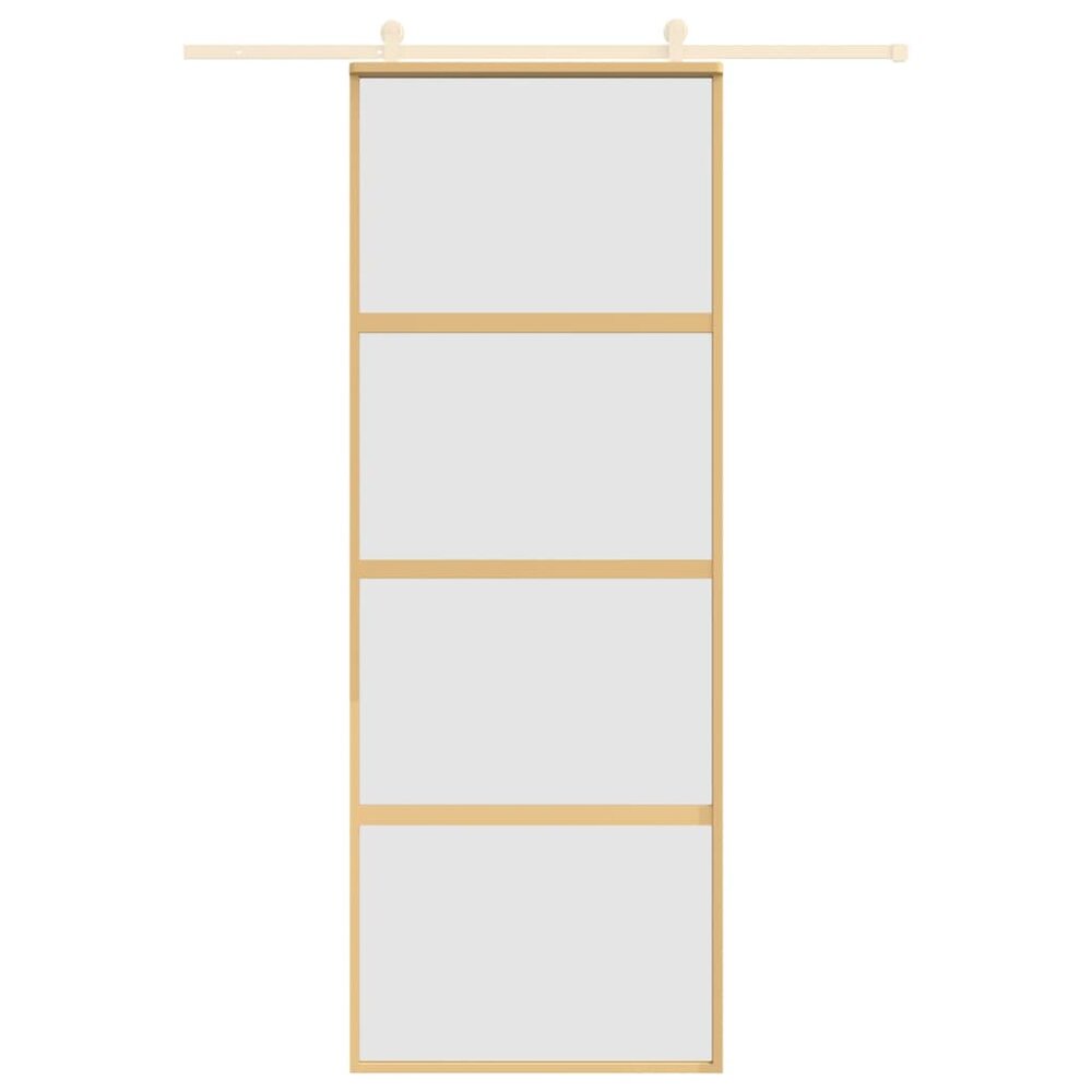 Schuifdeur 76x205 cm mat ESG-glas en aluminium goudkleurig