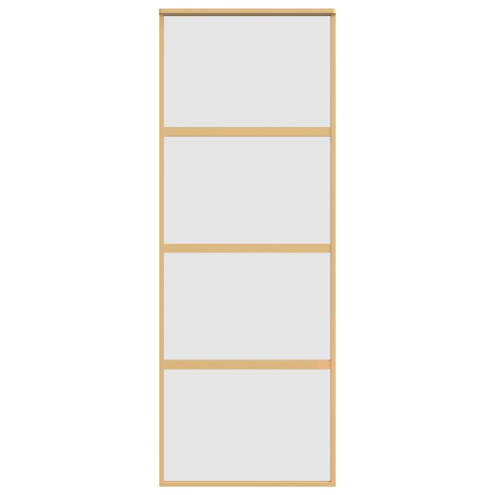 Schuifdeur 76x205 cm mat ESG-glas en aluminium goudkleurig