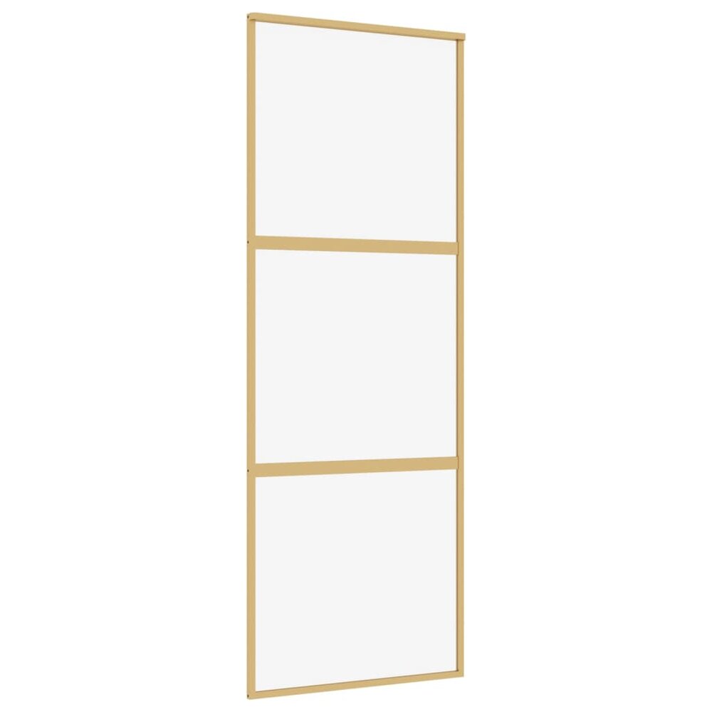 Schuifdeur 76x205 cm helder ESG-glas en aluminium goudkleurig