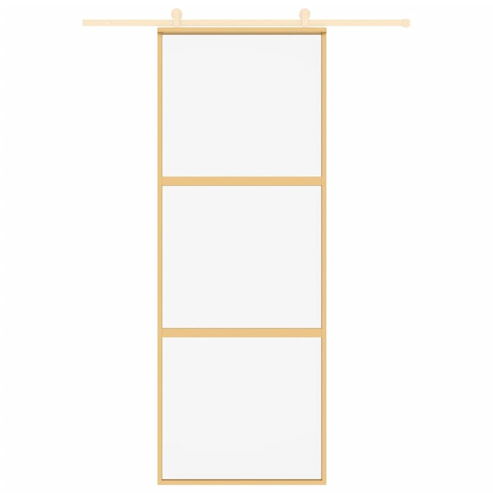 Schuifdeur 76x205 cm helder ESG-glas en aluminium goudkleurig