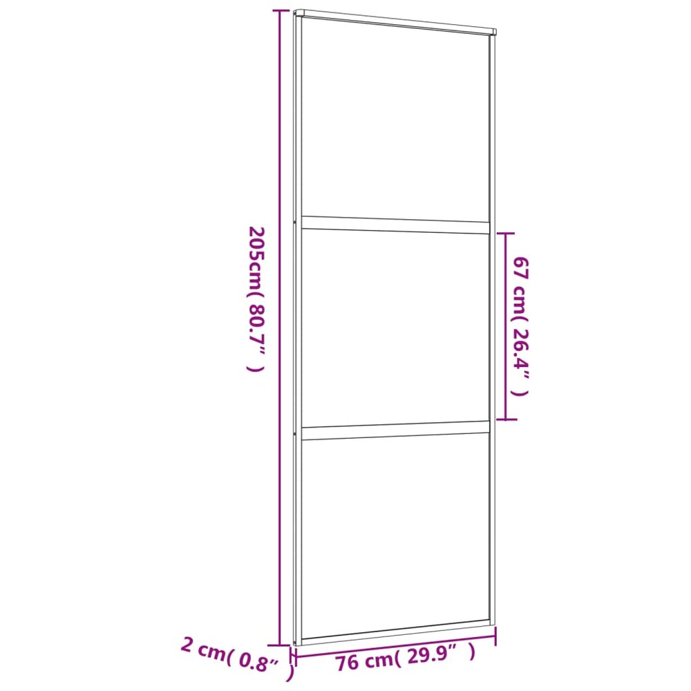 Schuifdeur 76x205 cm helder ESG-glas en aluminium goudkleurig