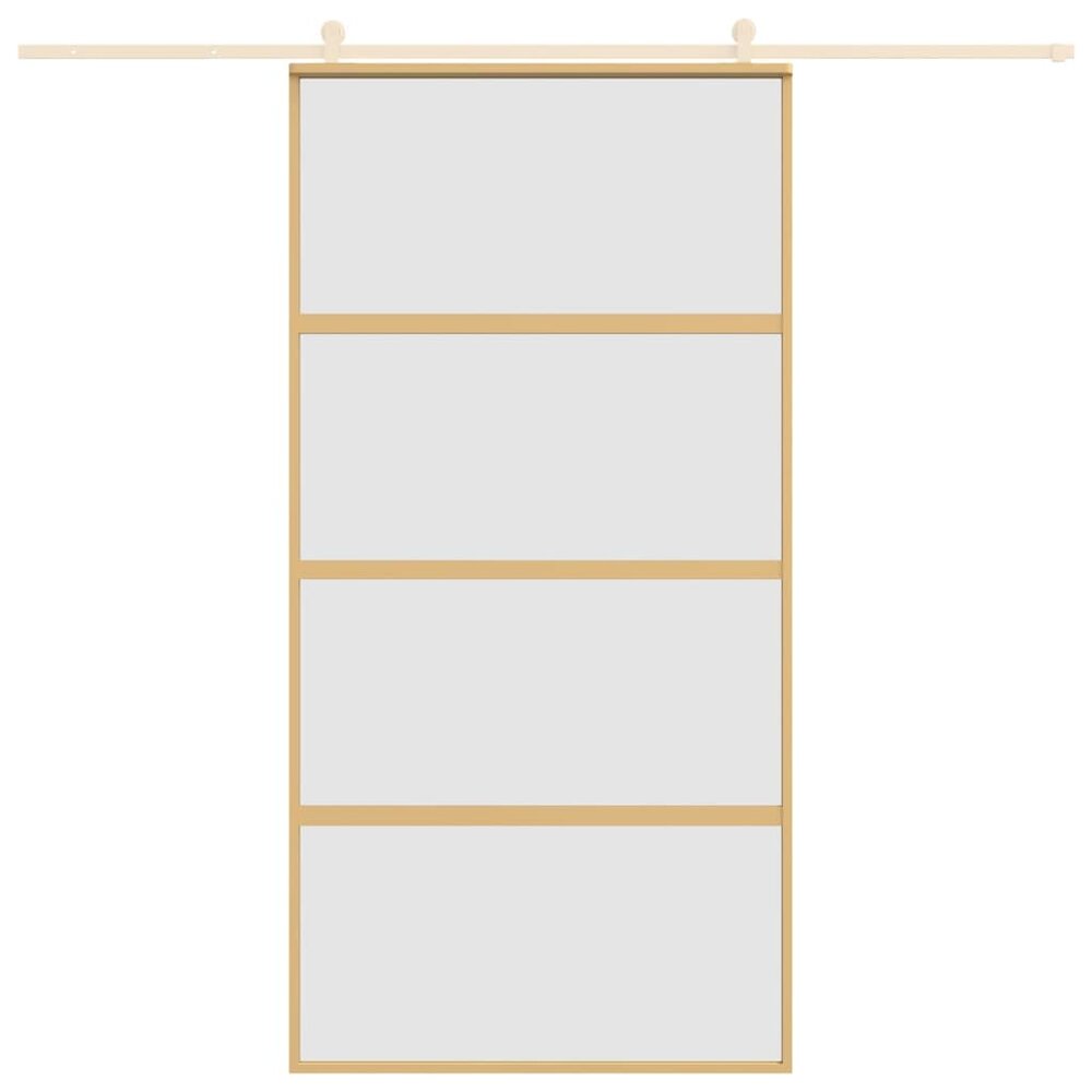 Schuifdeur 102,5x205 cm mat ESG-glas en aluminium goudkleurig