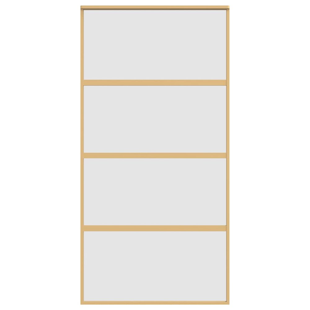 Schuifdeur 102,5x205 cm mat ESG-glas en aluminium goudkleurig