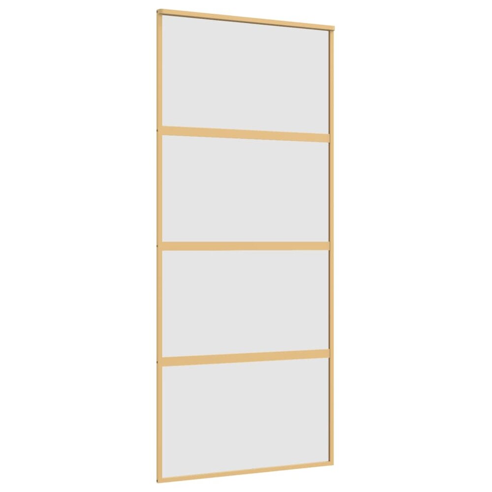 Schuifdeur 90x205 cm mat ESG-glas en aluminium goudkleurig