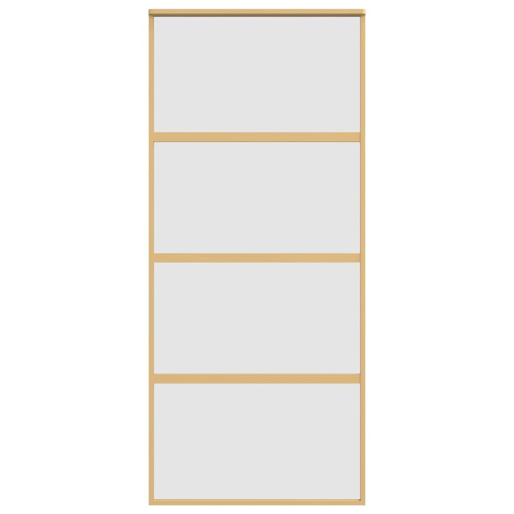 Schuifdeur 90x205 cm mat ESG-glas en aluminium goudkleurig