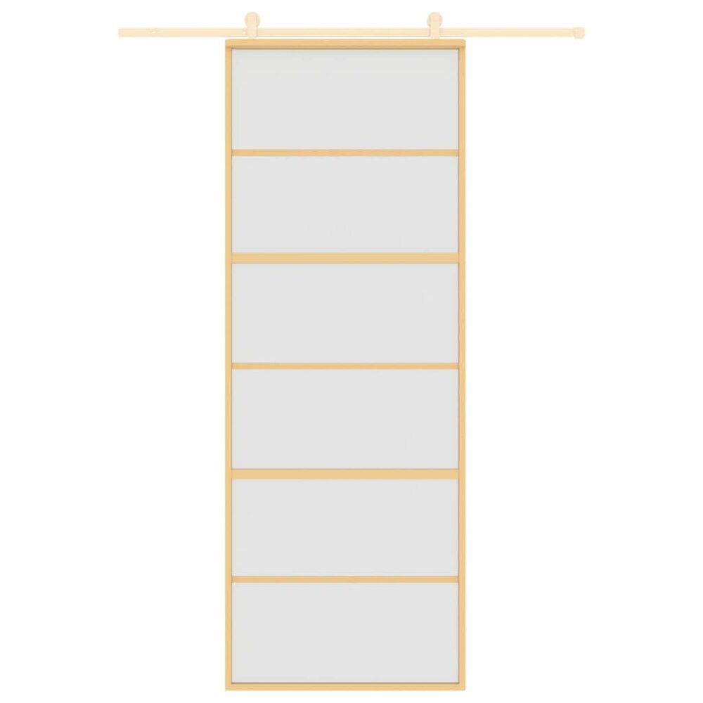 Schuifdeur 76x205 cm mat ESG-glas en aluminium goudkleurig