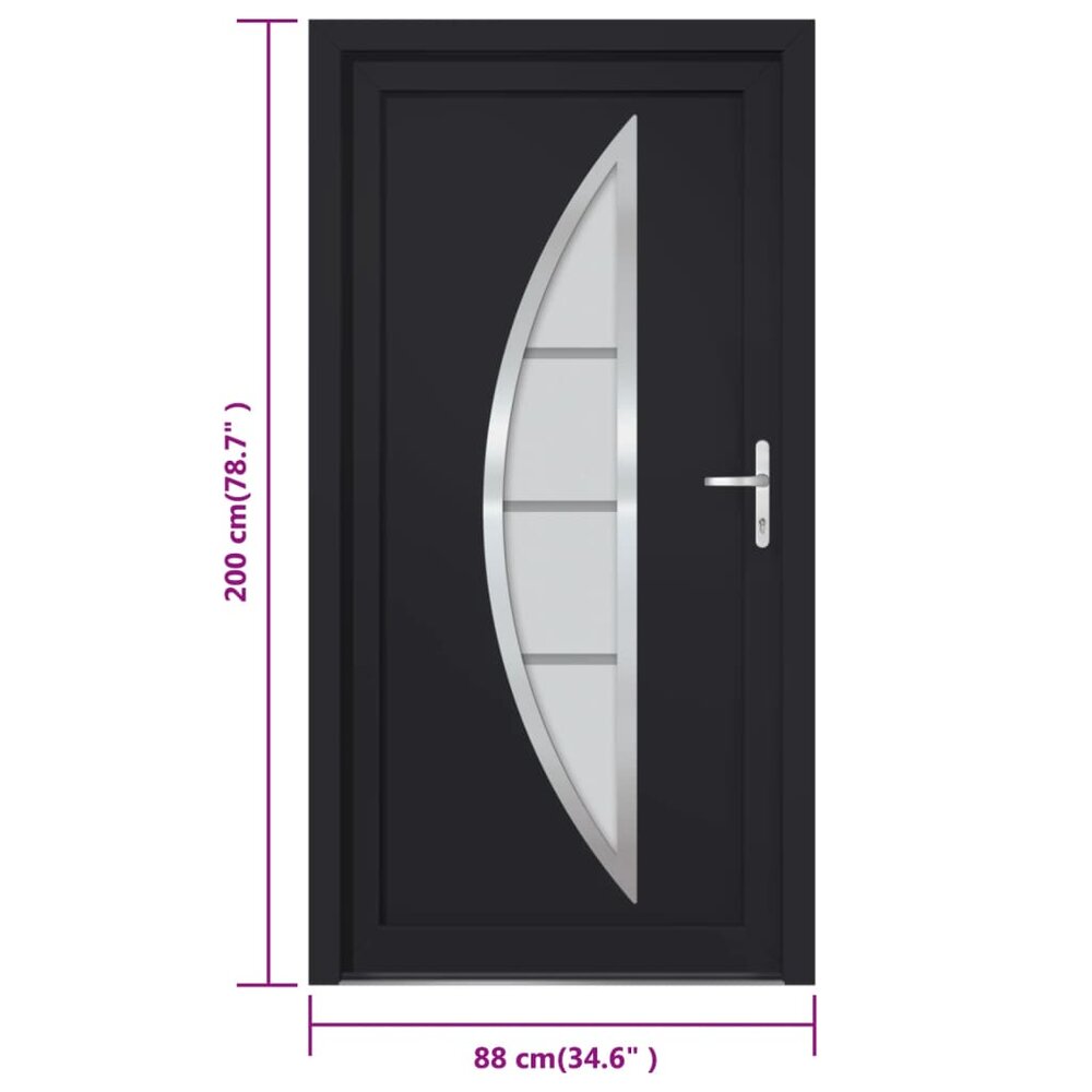 Voordeur 88x200 cm PVC antracietkleurig