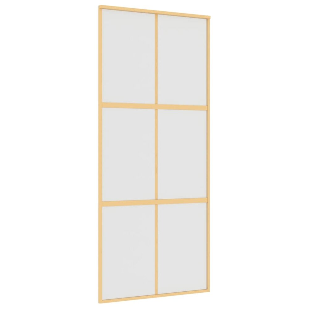 Schuifdeur 90x205 cm mat ESG-glas en aluminium goudkleurig