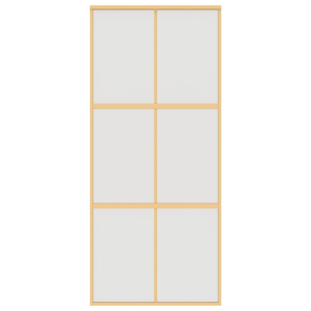 Schuifdeur 90x205 cm mat ESG-glas en aluminium goudkleurig