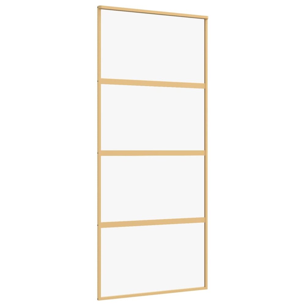 Schuifdeur 90x205 cm helder ESG-glas en aluminium goudkleurig