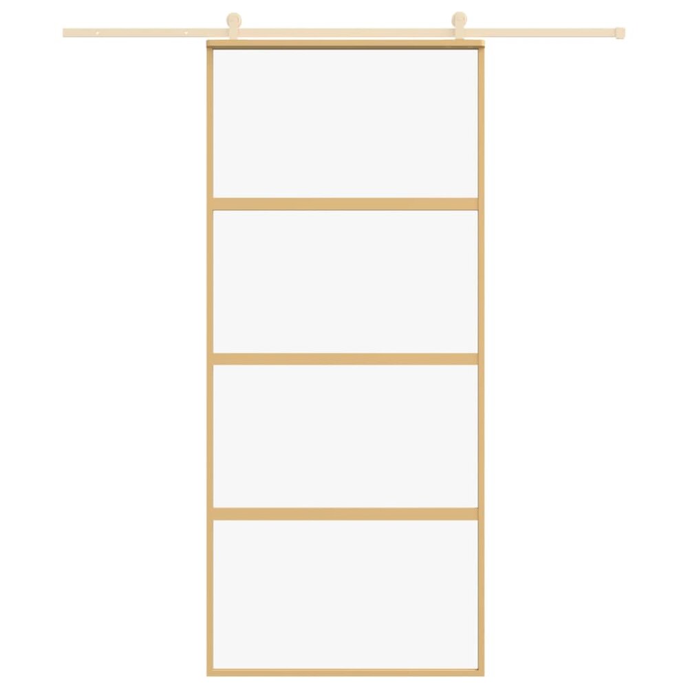 Schuifdeur 90x205 cm helder ESG-glas en aluminium goudkleurig