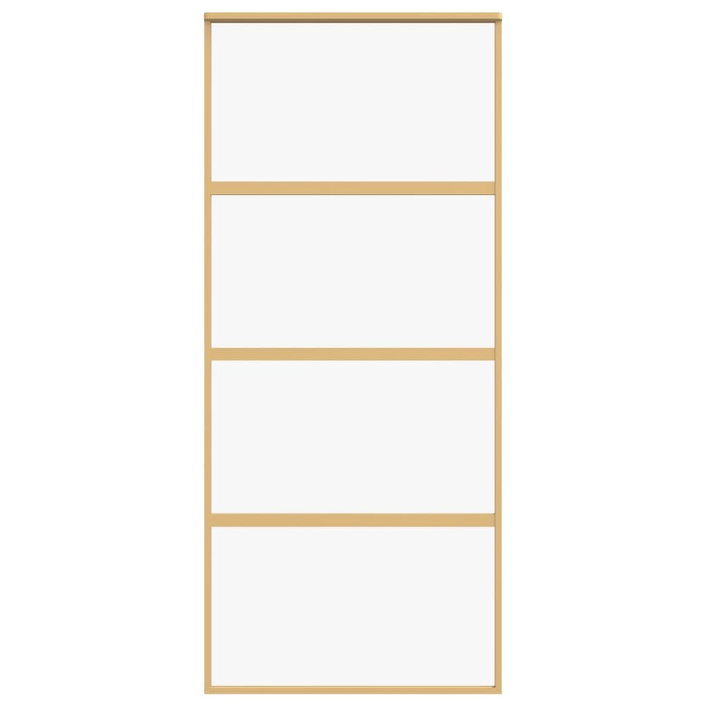 Schuifdeur 90x205 cm helder ESG-glas en aluminium goudkleurig