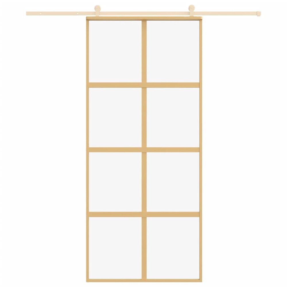 Schuifdeur 90x205 cm helder ESG-glas en aluminium goudkleurig
