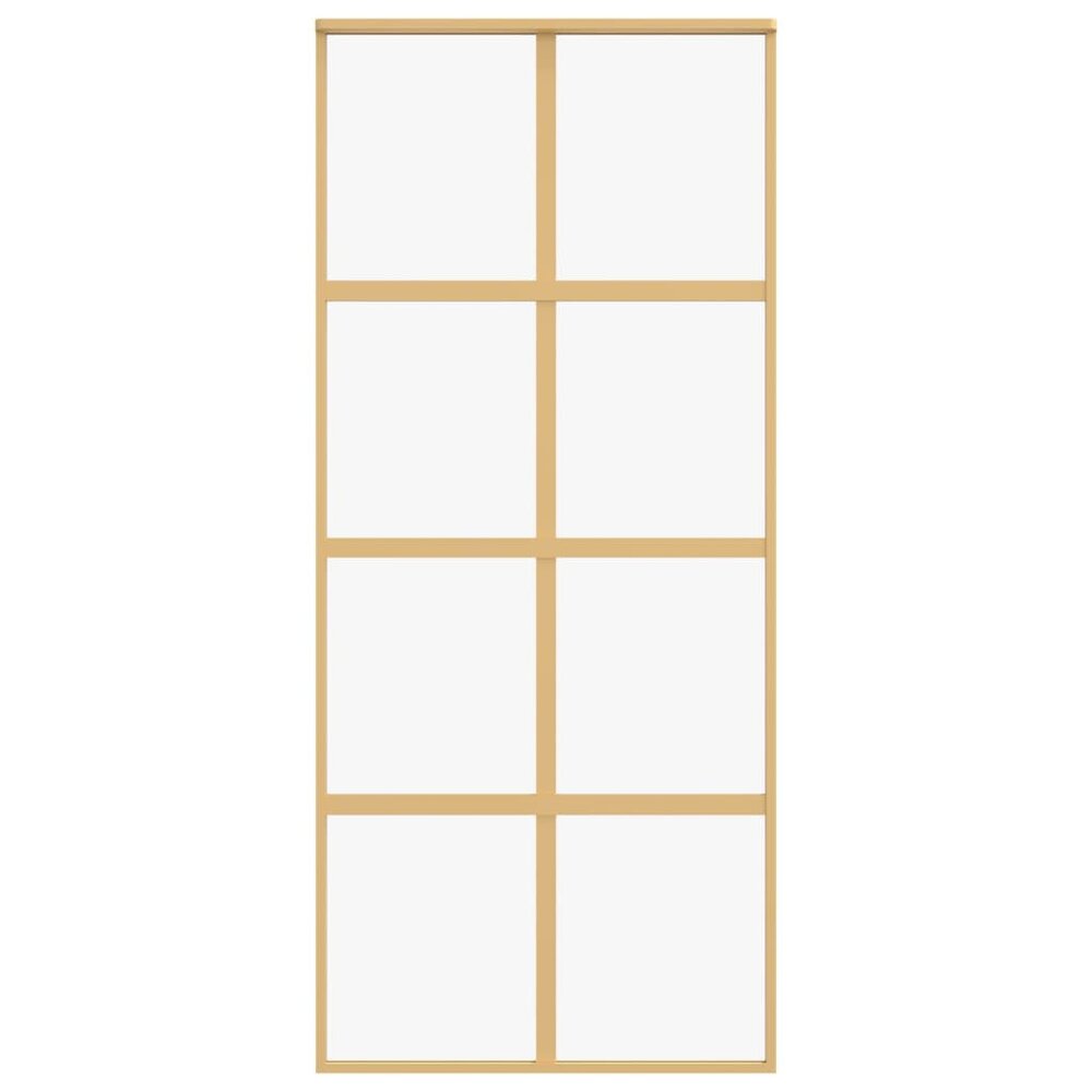 Schuifdeur 90x205 cm helder ESG-glas en aluminium goudkleurig