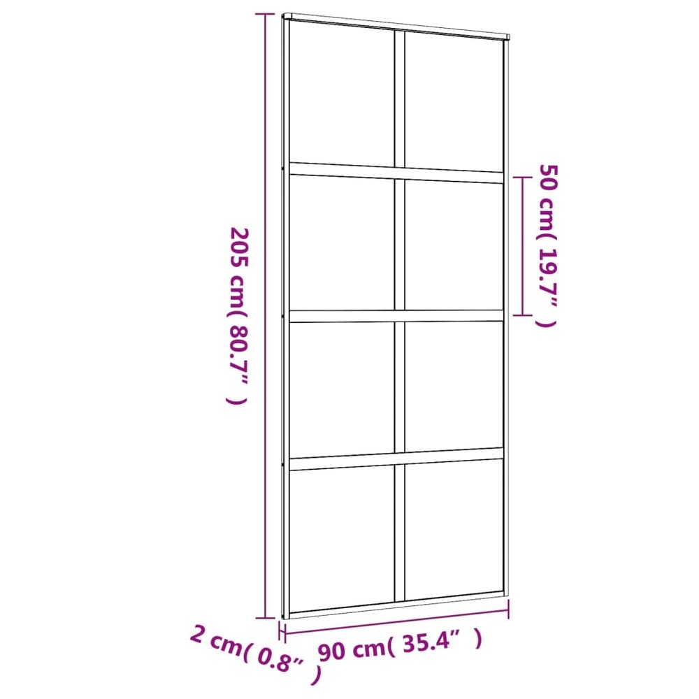 Schuifdeur 90x205 cm helder ESG-glas en aluminium goudkleurig