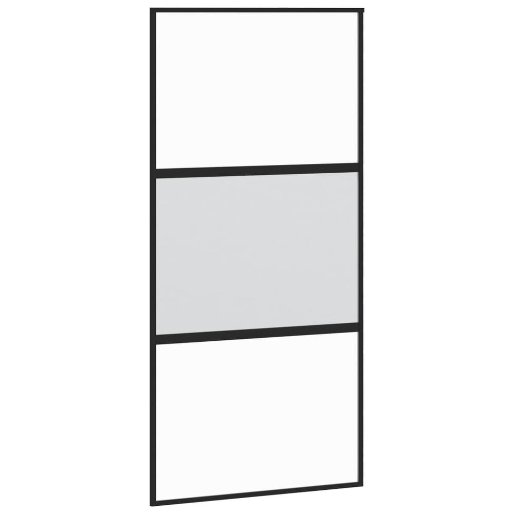 Schuifdeur 102,5x205 cm gehard glas en aluminium zwart