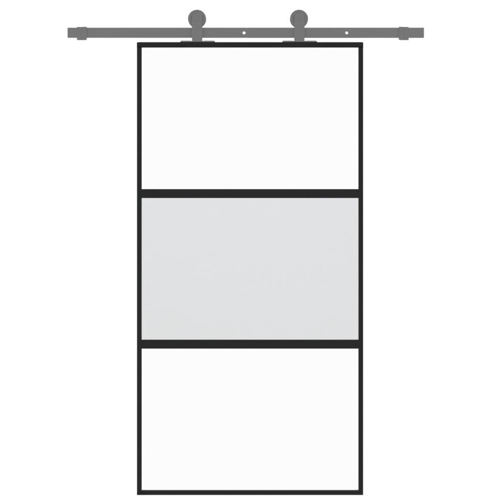 Schuifdeur 102,5x205 cm gehard glas en aluminium zwart