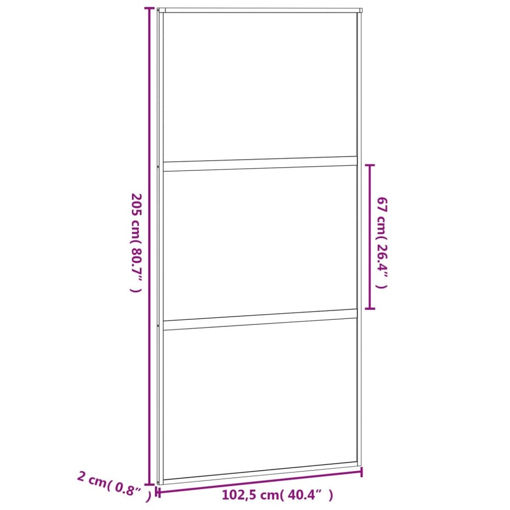 Schuifdeur 102,5x205 cm gehard glas en aluminium zwart