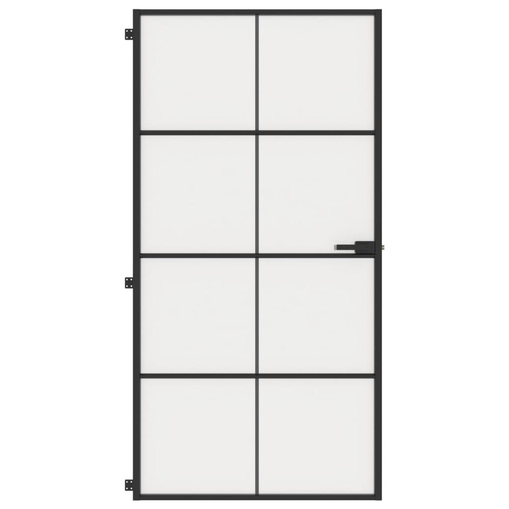 Binnendeur smal 102,5x201,5 cm gehard glas en aluminium zwart