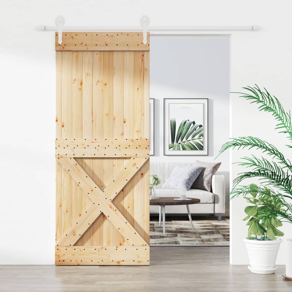 Schuifdeur met beslag 85x210 cm massief grenenhout