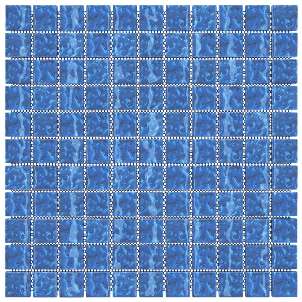 Moza&iuml;ektegels 11 st 30x30 cm glas blauw