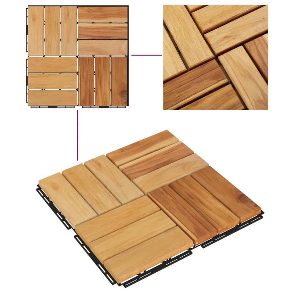 Terrastegels 20 st 30x30 cm massief teakhout