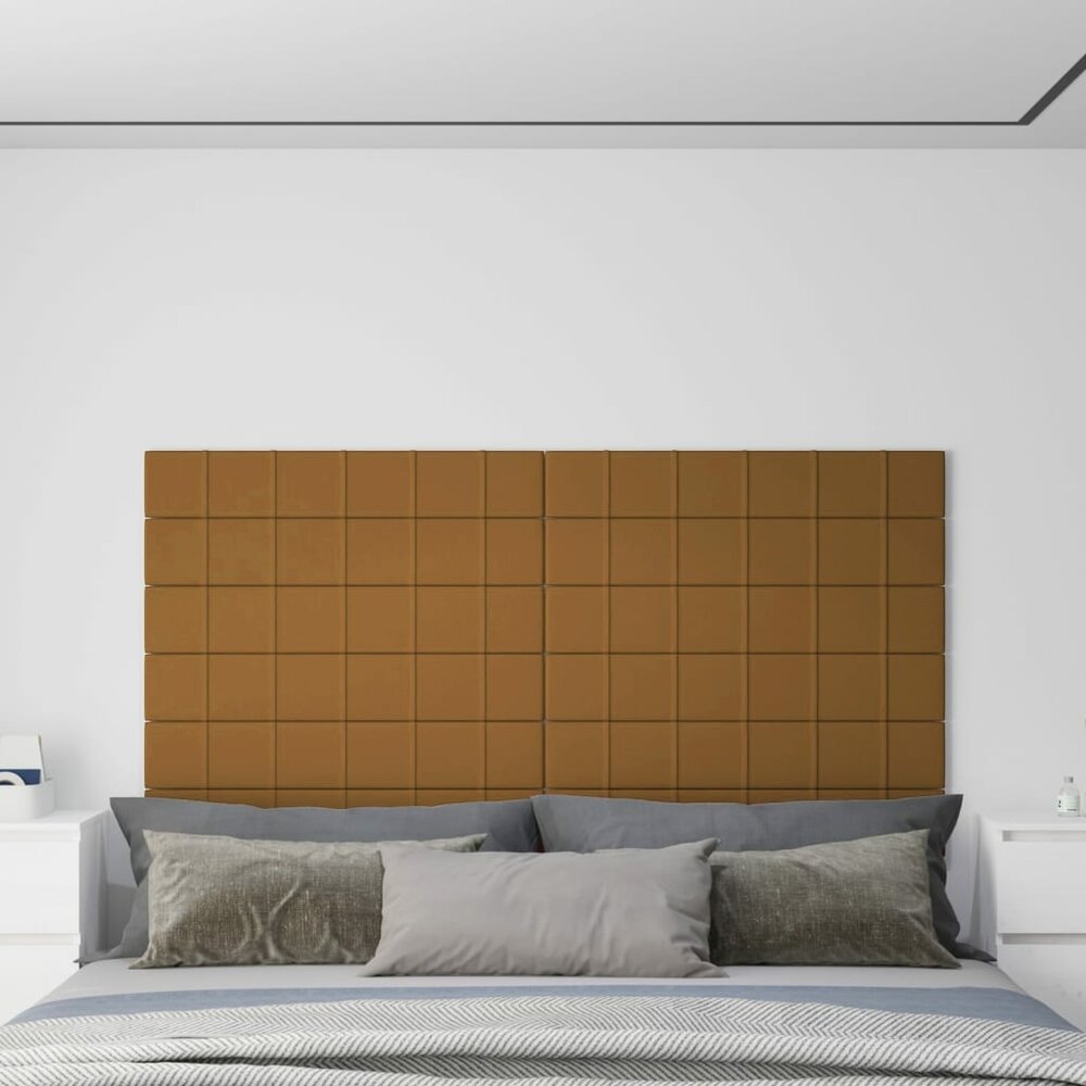 Wandpanelen 12 st 1,62 m&sup2; 90x15 cm fluweel bruin