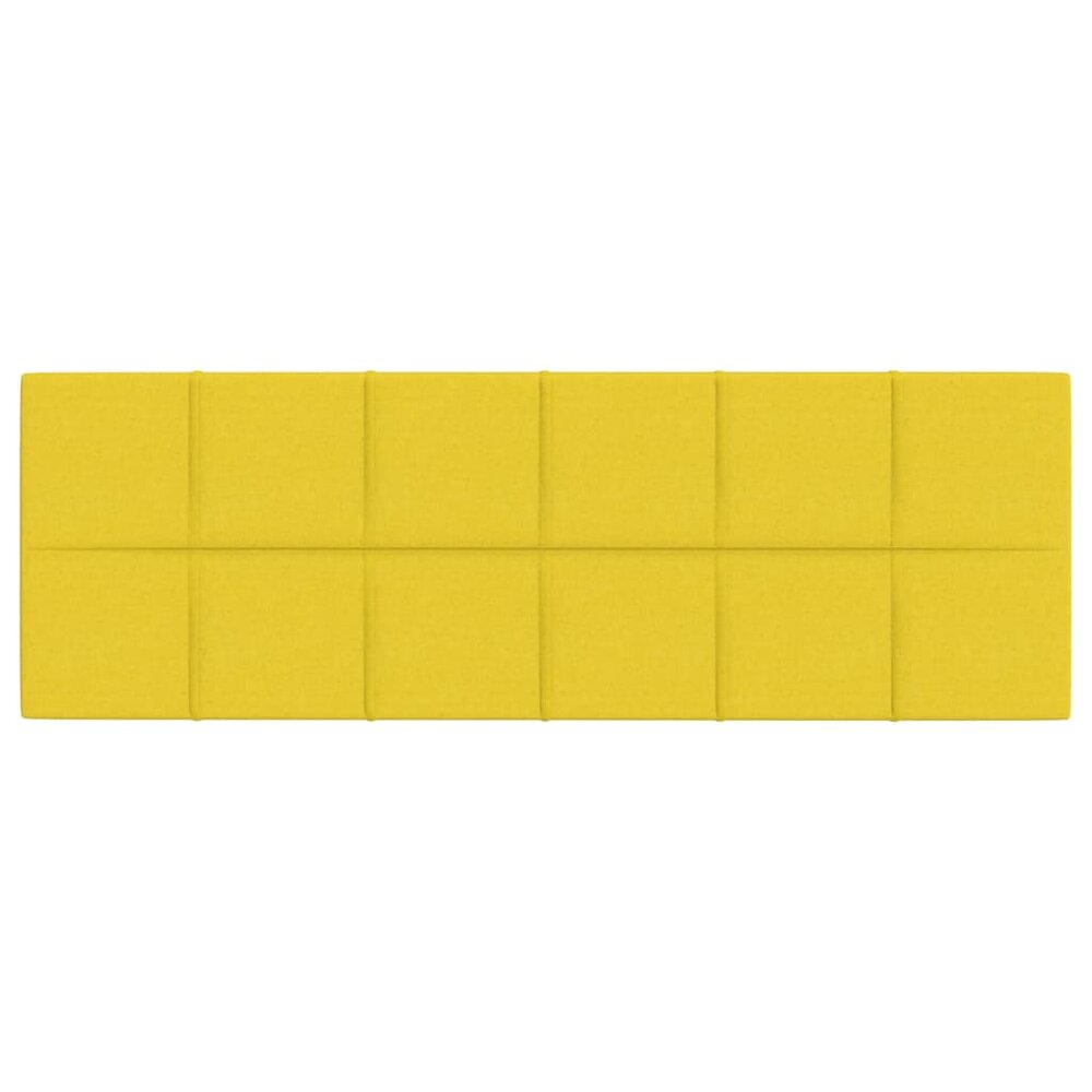Wandpanelen 12 st 3,24 m&sup2; 90x30 cm stof lichtgeel