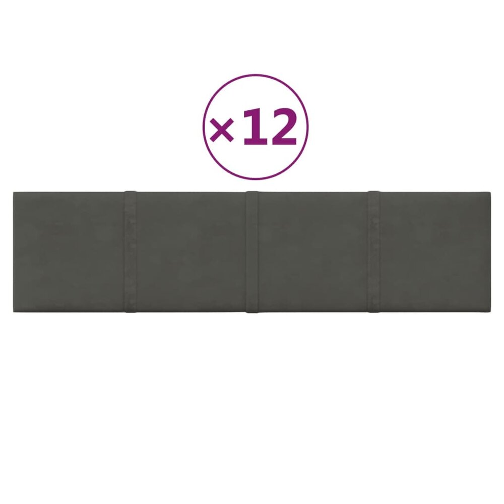 Wandpanelen 12 st 1,08 m&sup2; 60x15 cm fluweel donkergrijs