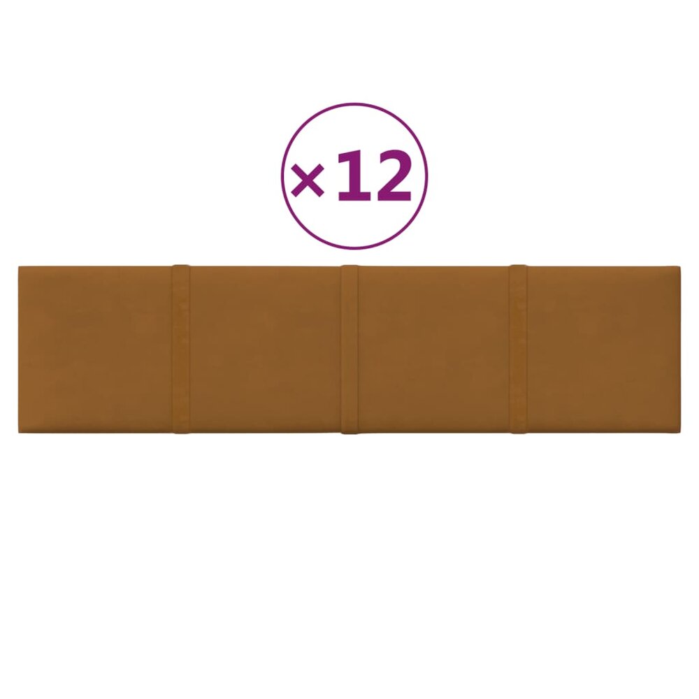 Wandpanelen 12 st 1,08 m&sup2; 60x15 cm fluweel bruin
