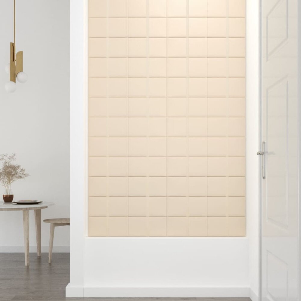 Wandpanelen 12 st 1,08 m&sup2; 60x15 cm fluweel cr&egrave;mekleurig