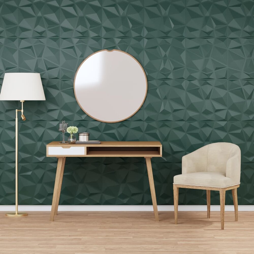 24 st Wandpanelen diamant 6 m&sup2; 50x50 cm XPS groen