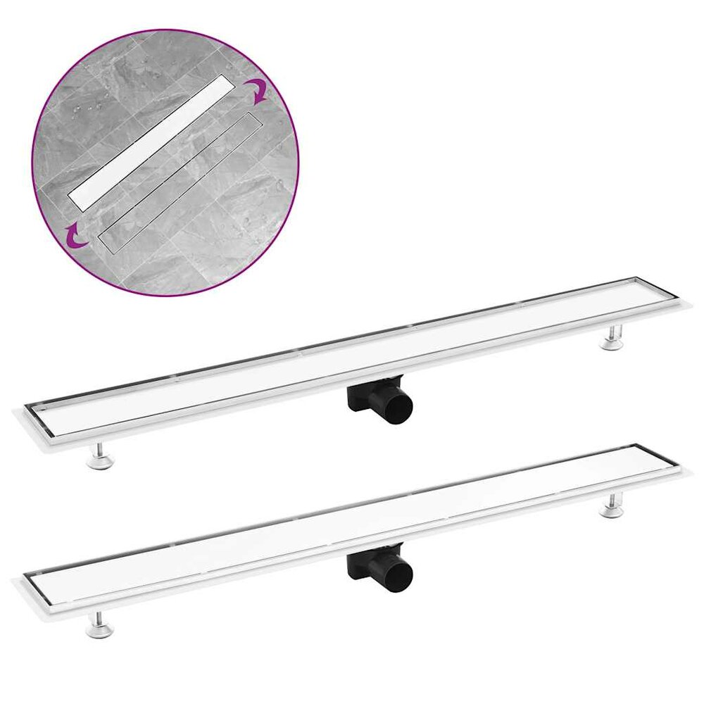 Doucheafvoer met 2-in-1 deksel 103x14 cm roestvrij staal
