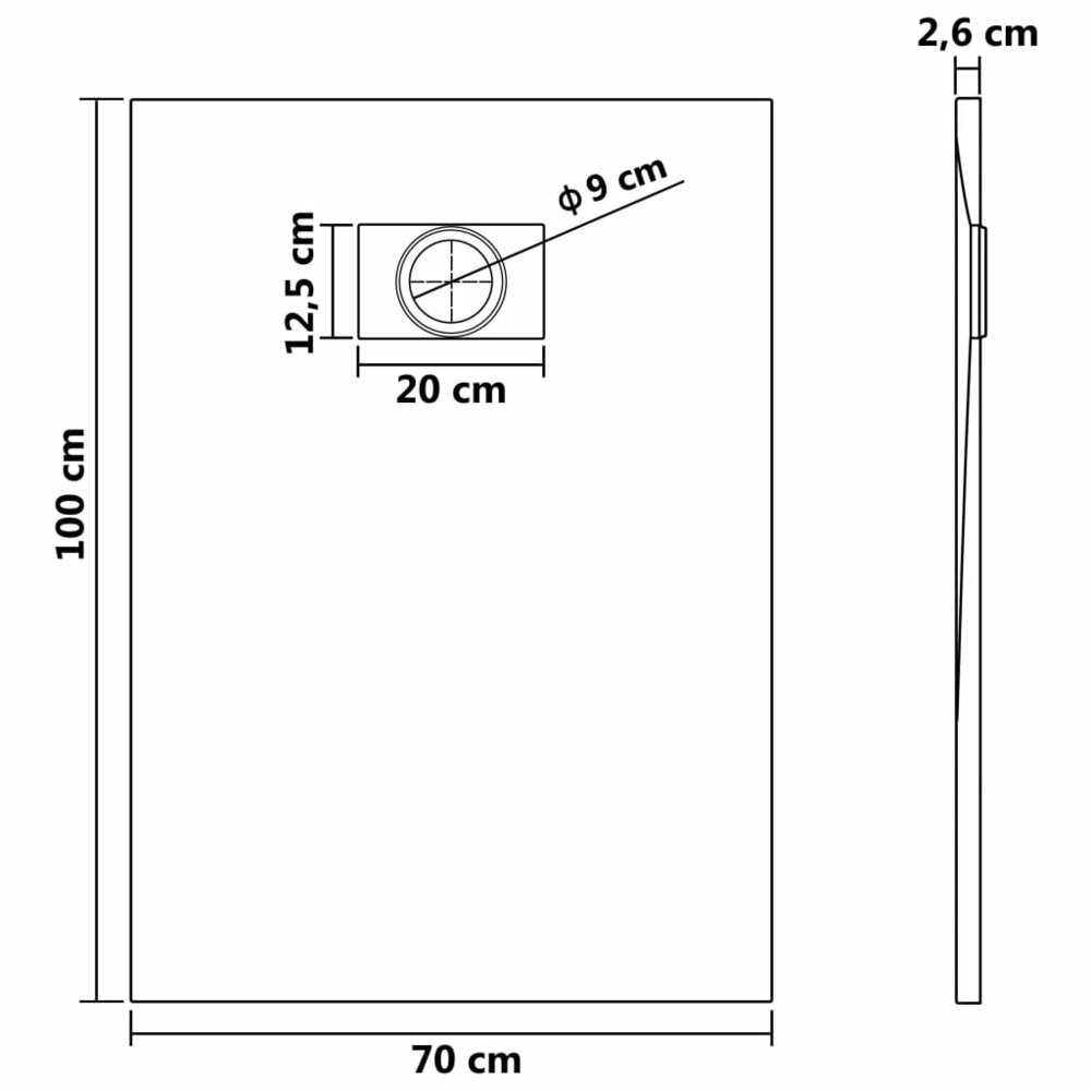 Douchebak 100x70 cm SMC grijs