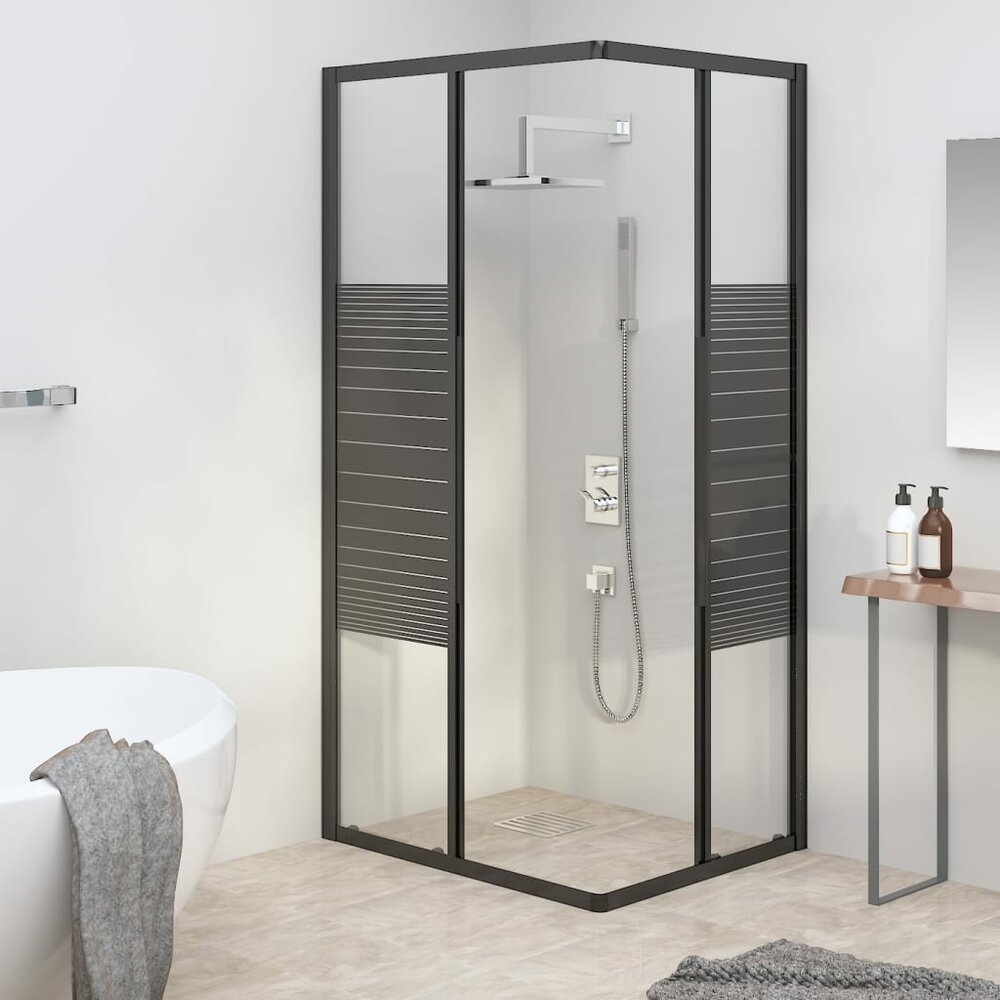 Douchecabine strepen 80x70x180 cm ESG zwart