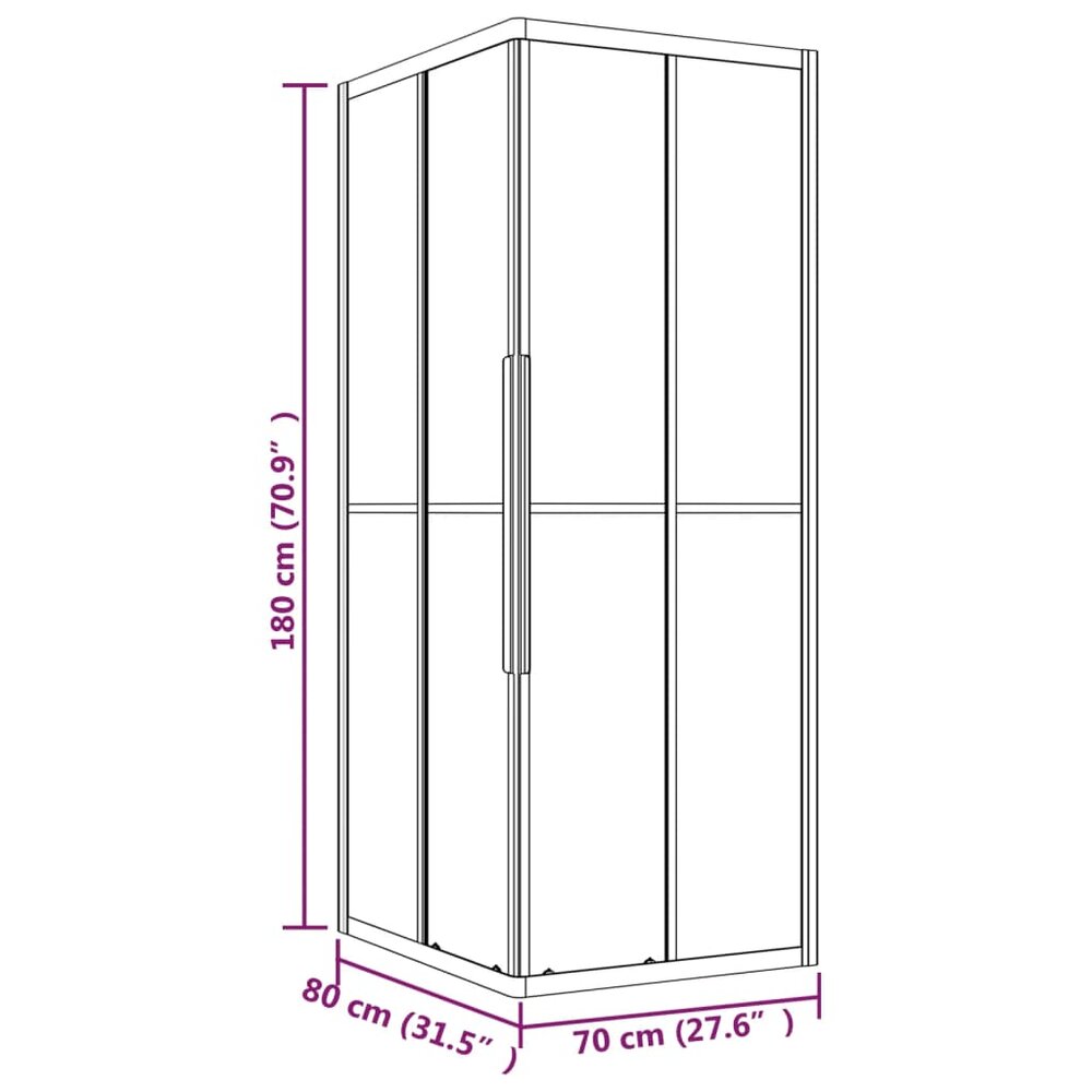 Douchecabine strepen 80x70x180 cm ESG zwart