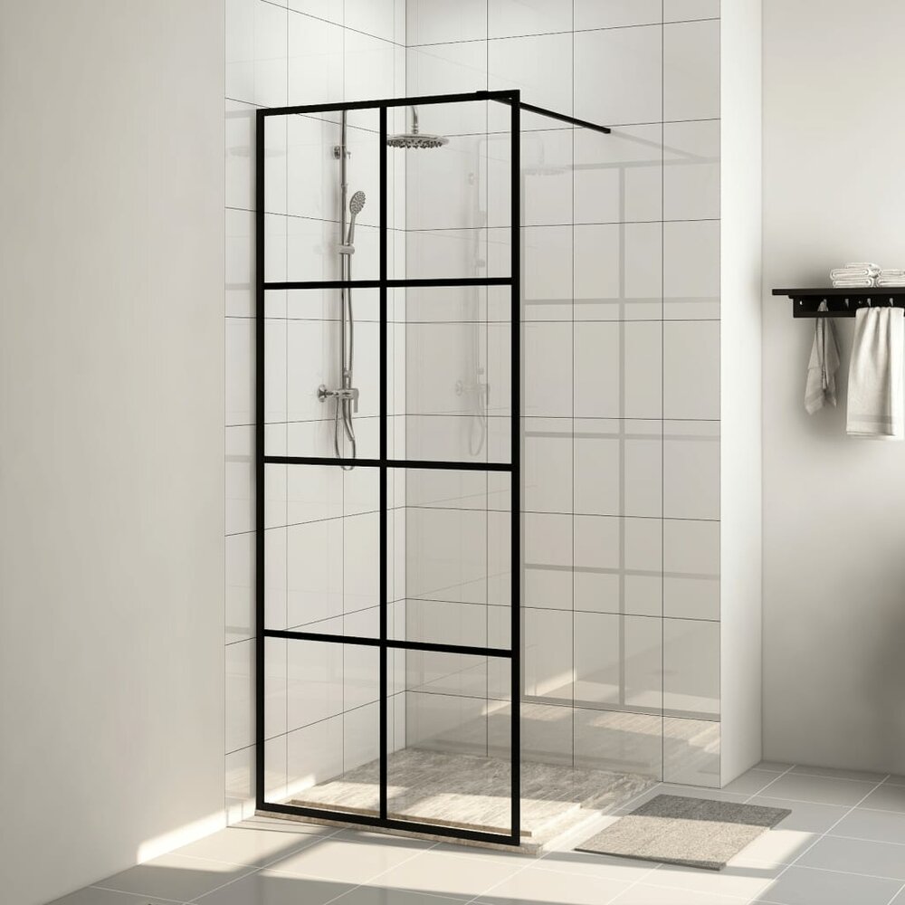 Inloopdouchewand 80x195 cm ESG-glas transparant en zwart