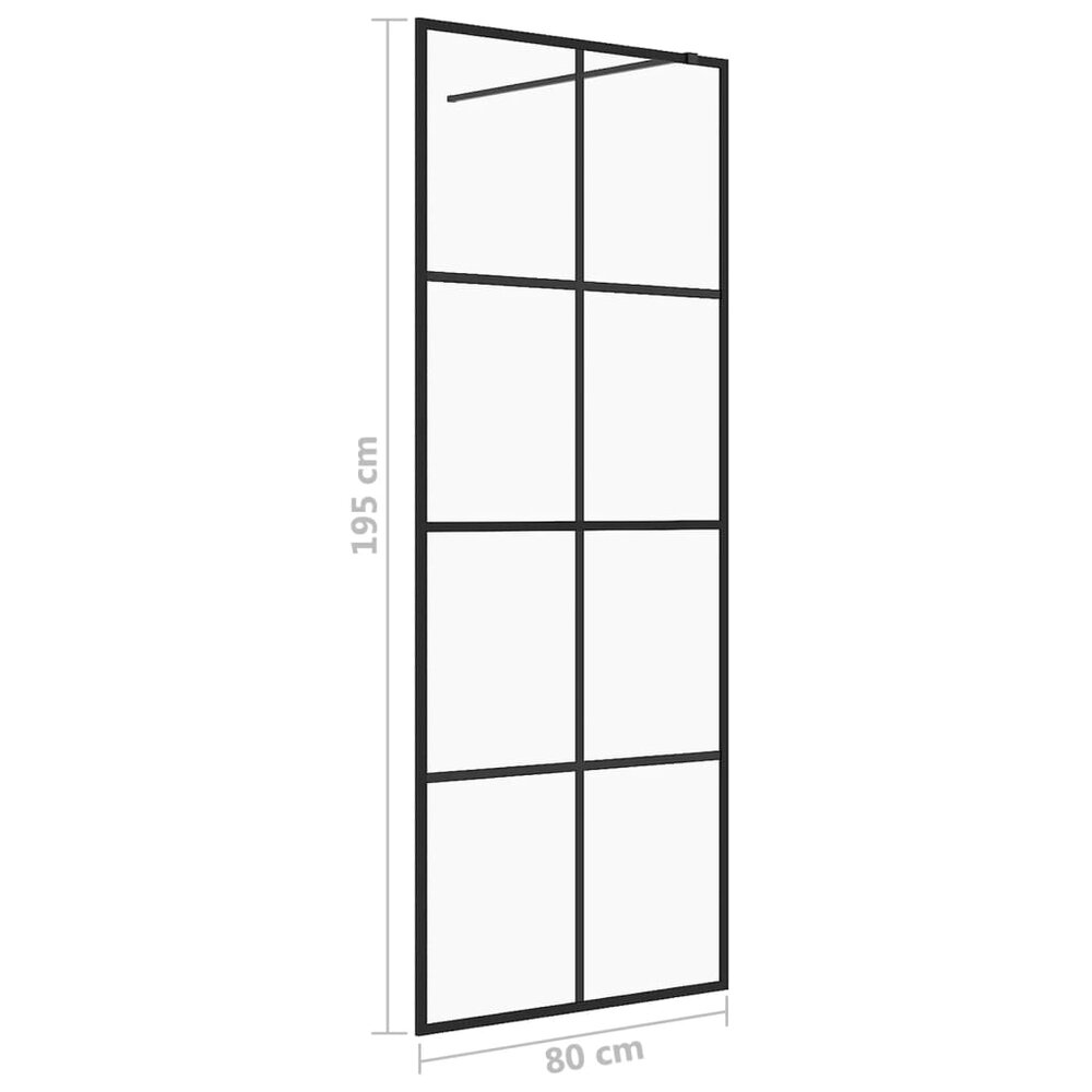 Inloopdouchewand 80x195 cm ESG-glas transparant en zwart