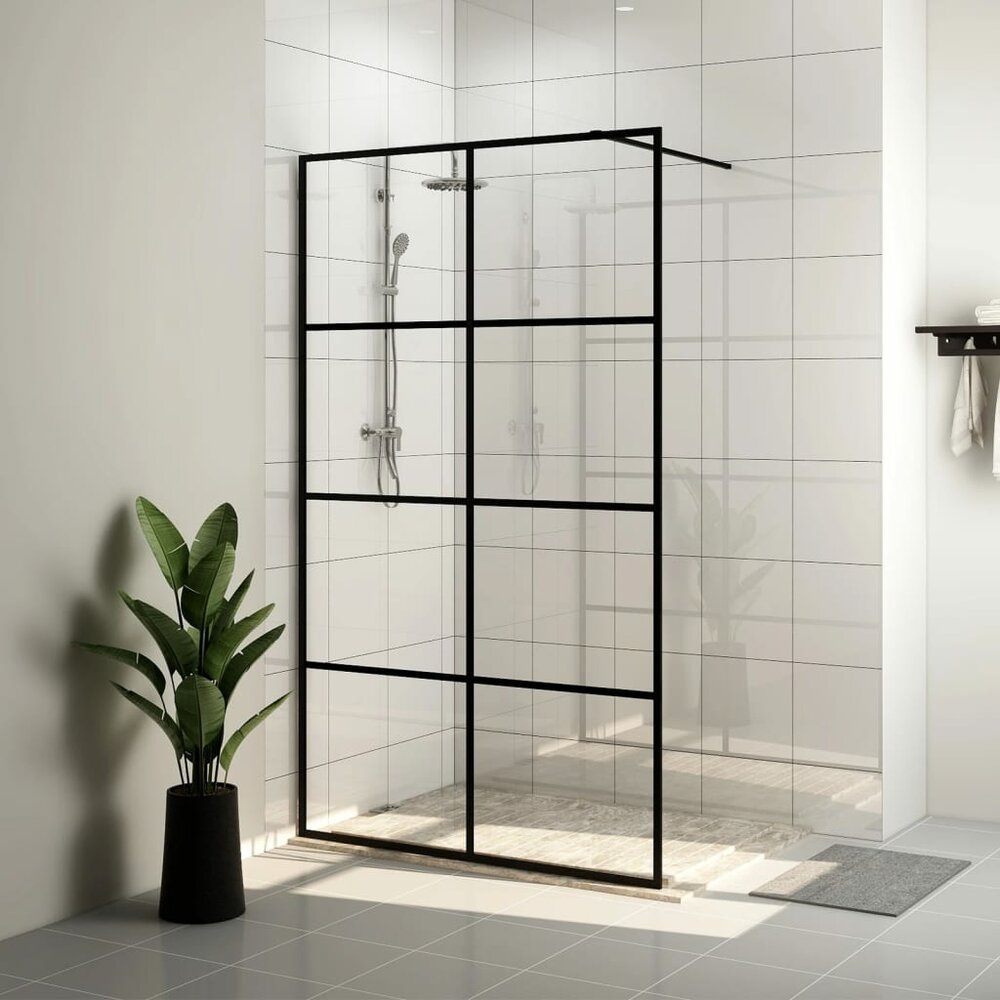 Inloopdouchewand 90x195 cm ESG-glas transparant en zwart