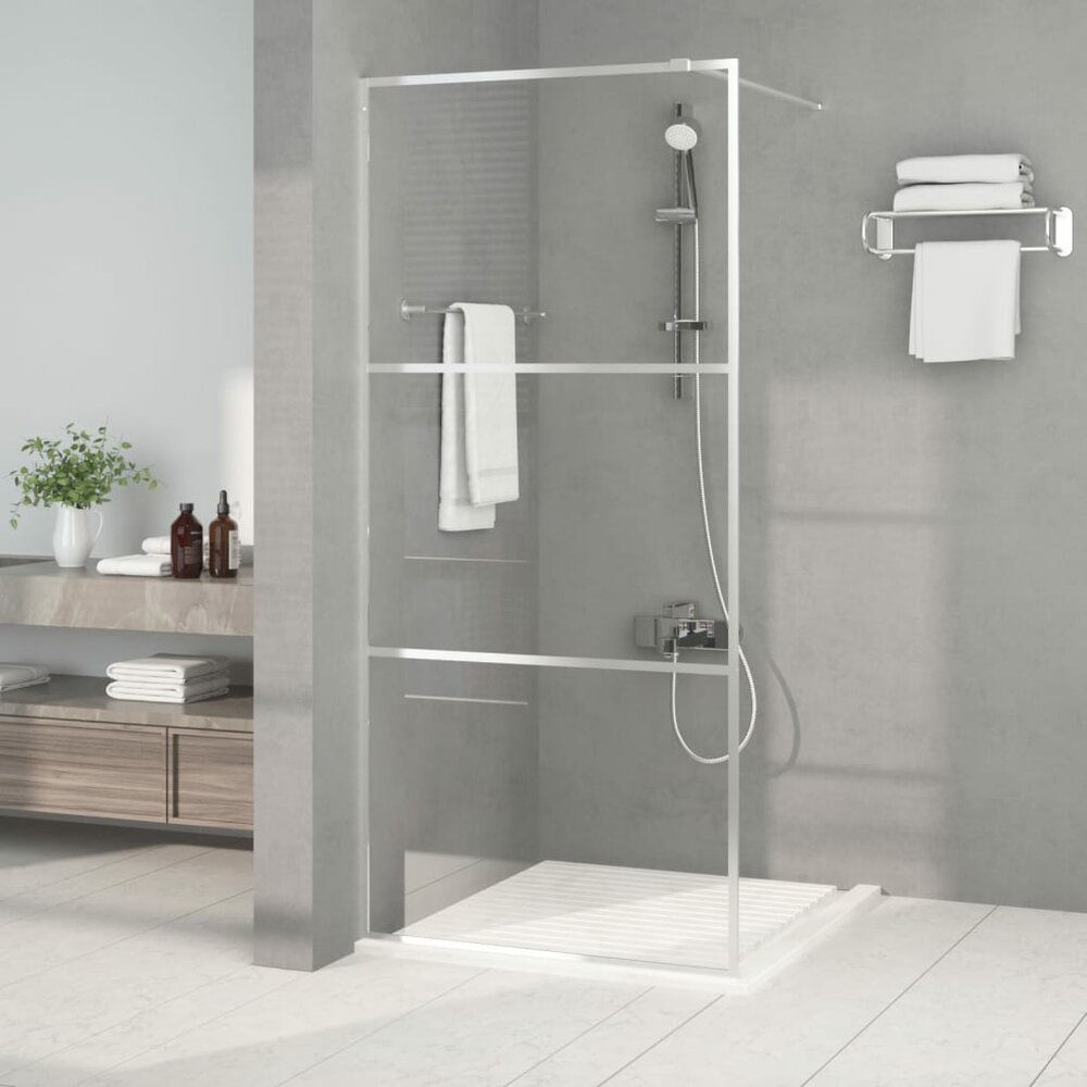 Inloopdouchewand 90x195 cm transparant ESG-glas zilverkleurig