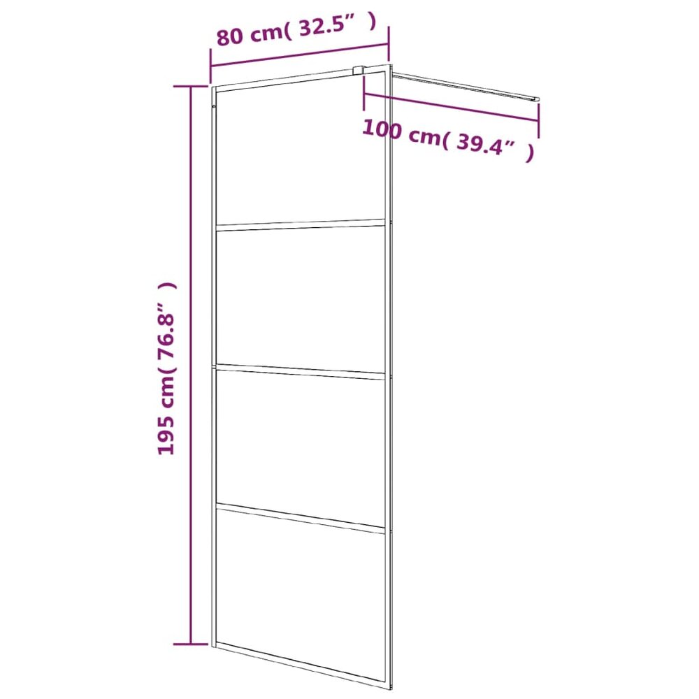 Inloopdouchewand 80x195 cm transparant ESG-glas wit