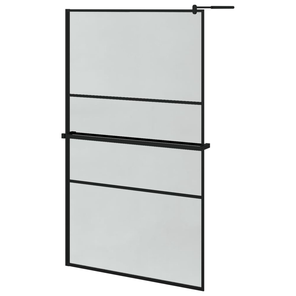Inloopdouchewand met schap 115x195 cm ESG-glas aluminium zwart