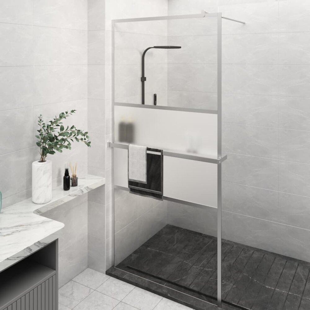 Inloopdouchewand met schap 80x195 cm ESG-glas aluminium chroom