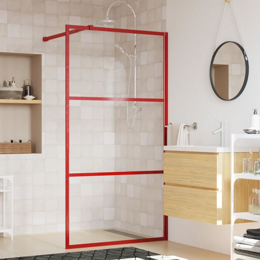 Inloopdouchewand transparant 115x195 cm ESG-glas rood