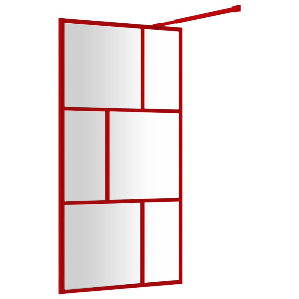 Inloopdouchewand transparant 115x195 cm ESG-glas rood