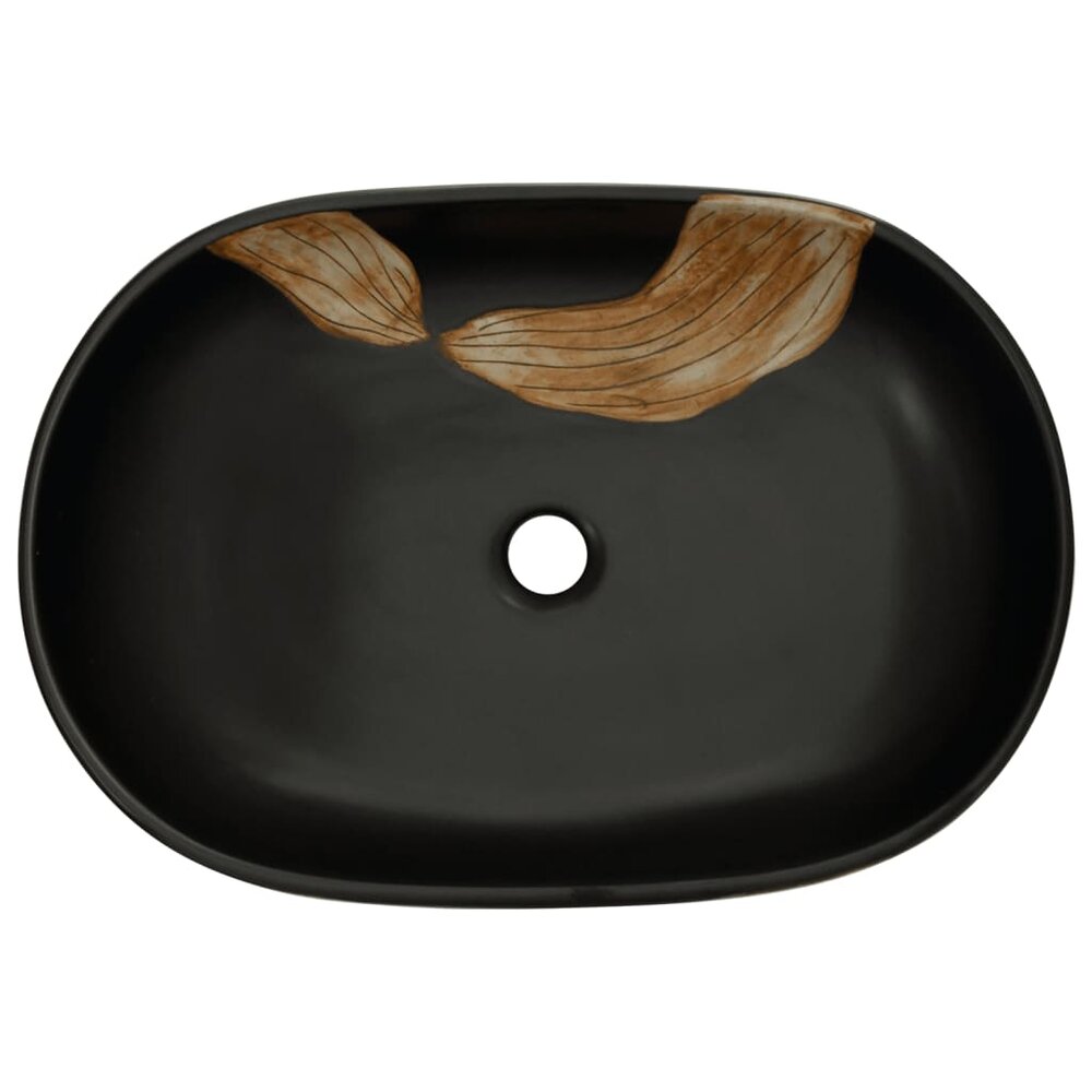 Opzetwasbak ovaal 59x40x14 cm keramiek zwart
