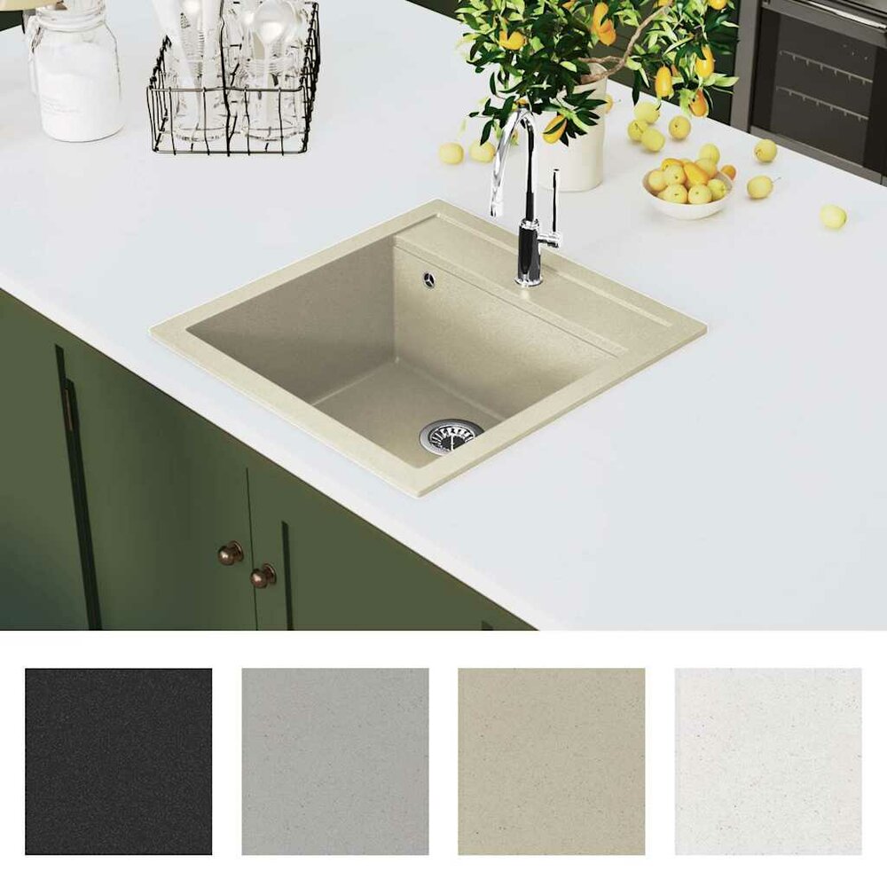 Gootsteen enkele bak graniet beige