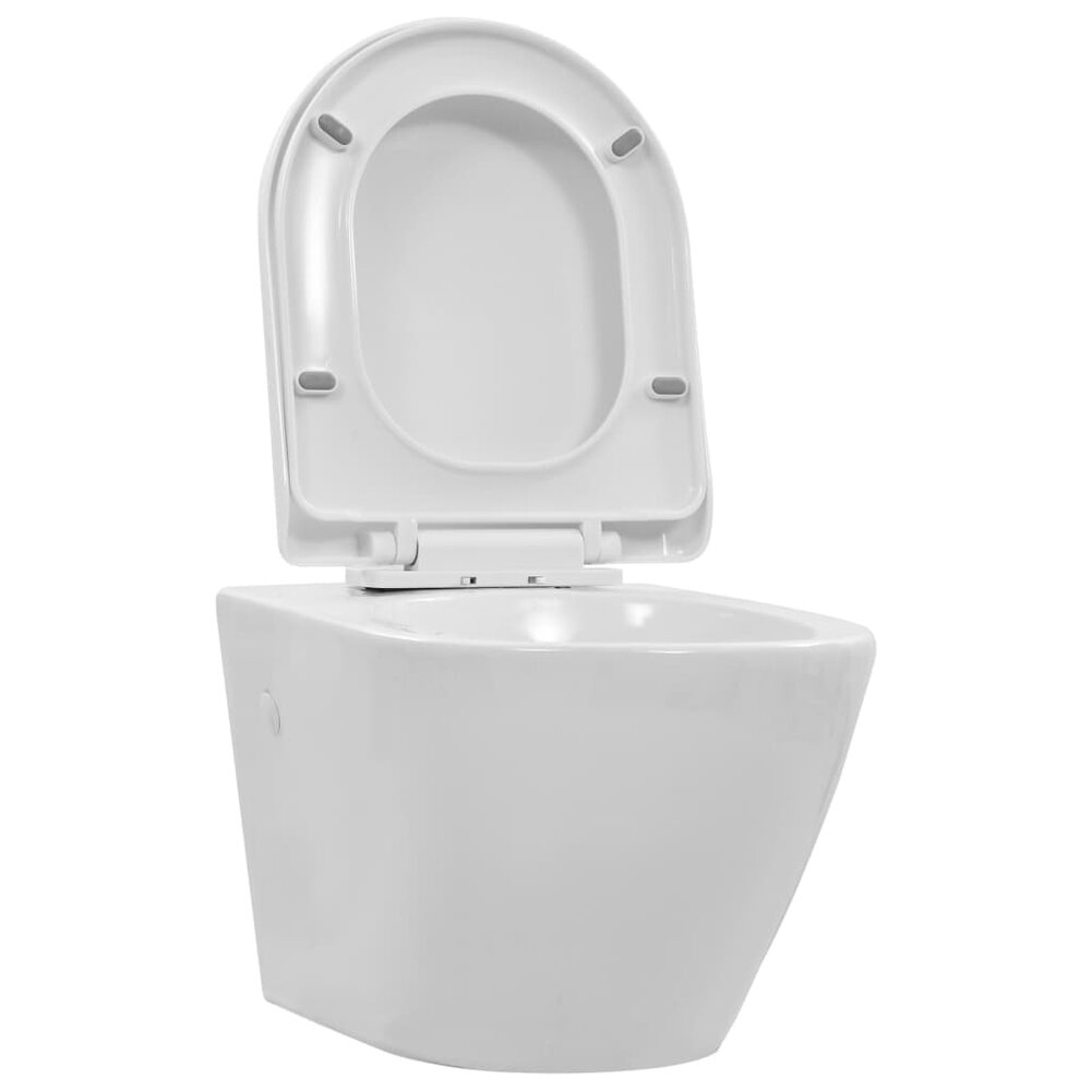 Hangend toilet randloos keramiek wit