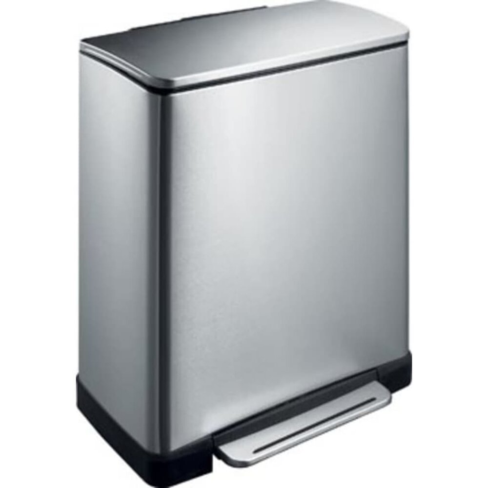 Vuilnisbak met pedaal E-Cube 28 L+18 L matzilverkleurig