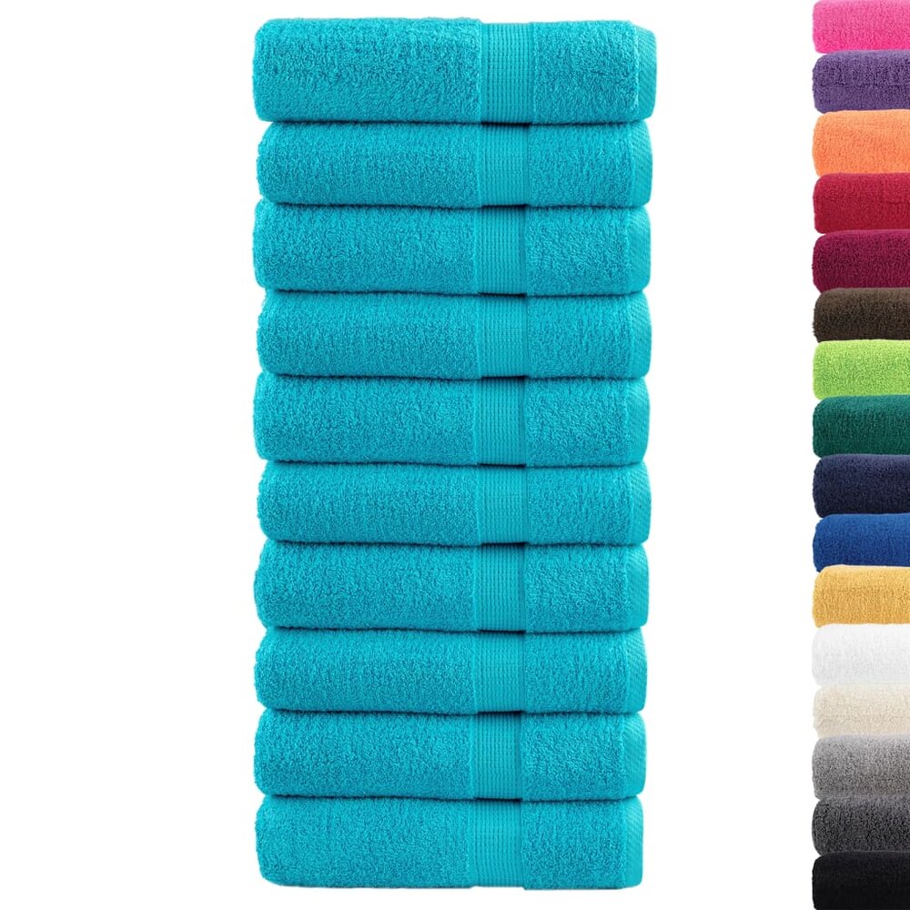 Handdoeken SOLUND 10 st 600 g/m&sup2; 50x100 cm turquoise